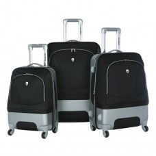 Olympia Luggage Majestic 3 Pack Expandable Set Black