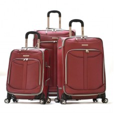 Olympia Luggage Tuscany 3 Piece Spinner Expandable Luggage Set Red