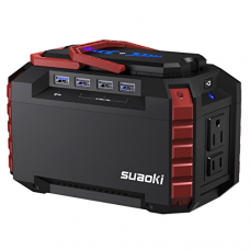 SUAOKI Portable Power Station 150Wh Quiet Gas Free Solar Generator QC3.0 UPS Lithium Power Supply with Dual 110V AC Outlet, 4 DC Ports, 4 USB Ports, LED Flashlights for Camping Travel CPAP Emergency