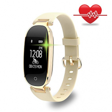 Fitness Tracker, WOWGO Women Sport Tracker Smart Watch Band Bracelet, Heart Rate Monitor Smart Bracelet,Wristband Watch with Health Sleep Activity Tracker Pedometer for iOS Android Phone, Gold